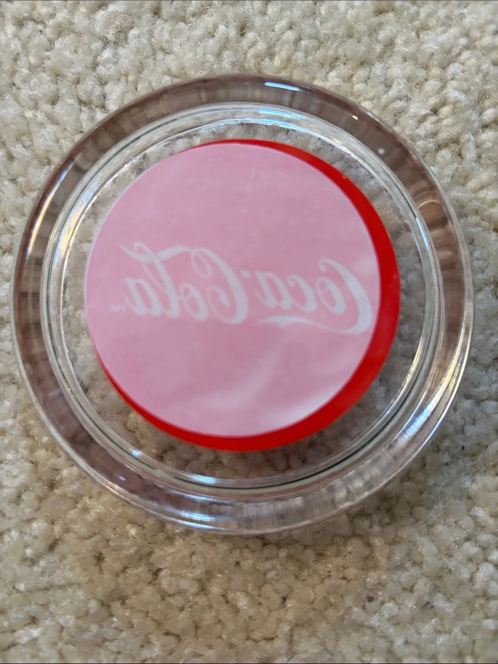 Vintage Coca-Cola Coke Red and White Logo Glass Coaster, Ashtray, Trinket Dish